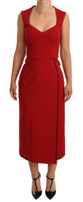 Dolce & Gabbana Red Sweetheart Sleeveless Midi Stretch Dress -   -  Dolce & Gabbana.